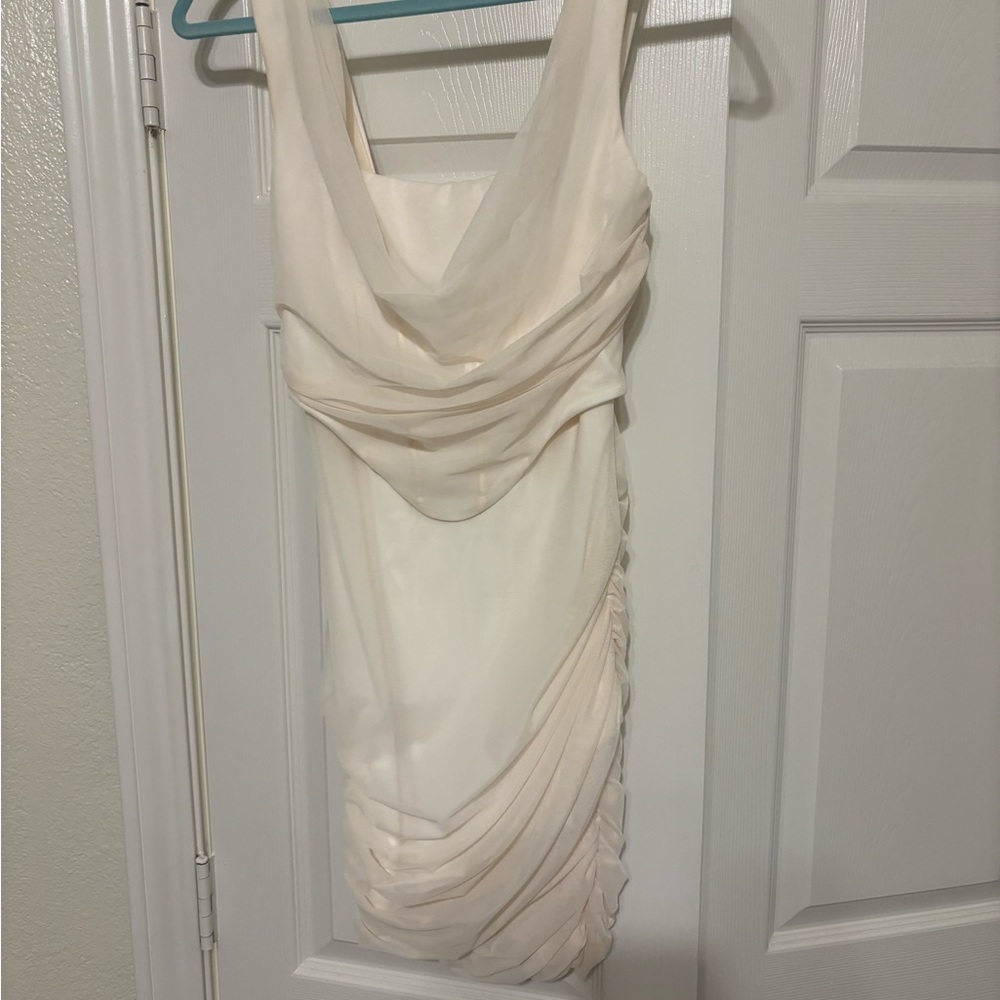Oh Polly Cream Draped Mini Dress